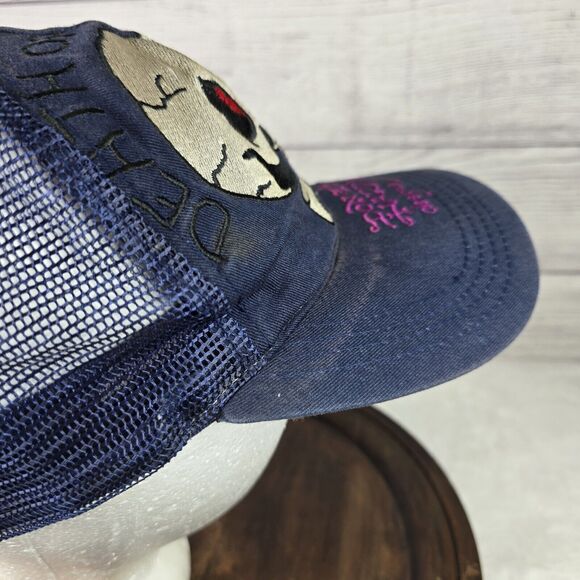 Y2k Ed Hardy Glory Skull Blue Snapback Trucker Hat OS Vintage - Picture 4 of 10